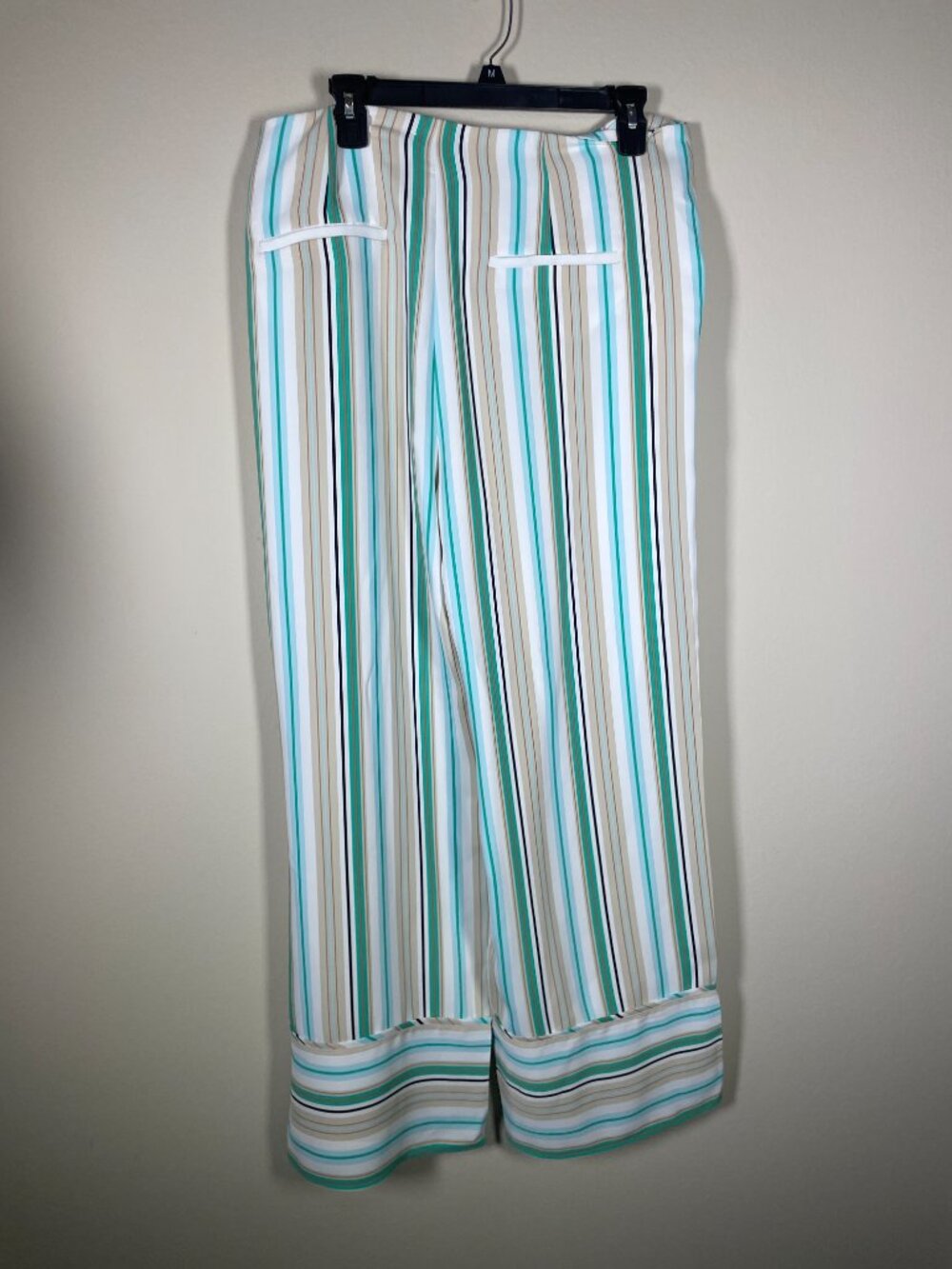 Chicos Black Label Striped Wide Leg Pants 2/12 Green Turquoise Resort Coastal! - Picture 4 of 6